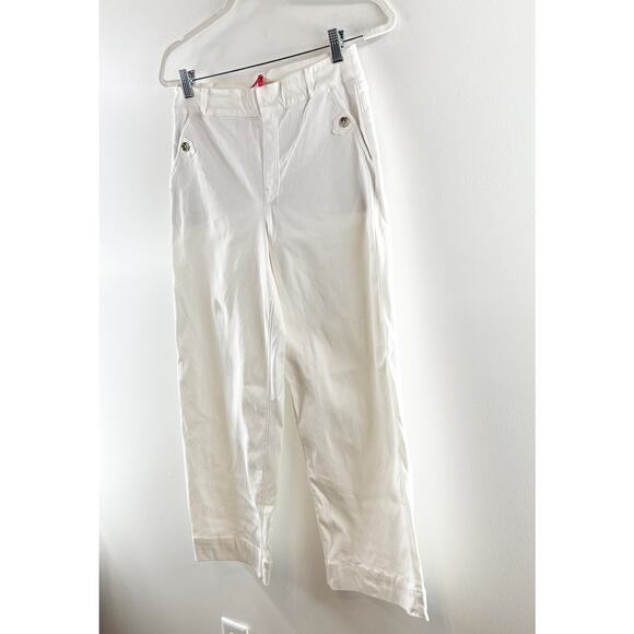 Spanx High Rise Cropped Twill Wide Leg Pants Trousers White Large - Picture 9 of 10